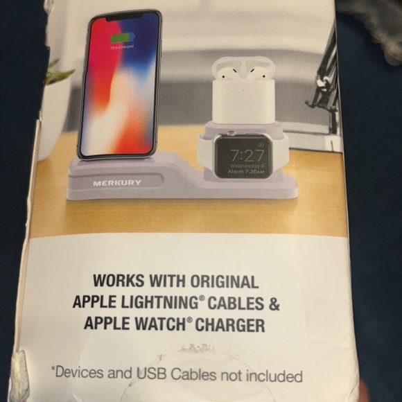 Merkury 3 in 1 Device Stand Lavender Desktop Charging Station NEW NIB - Picture 3 of 9